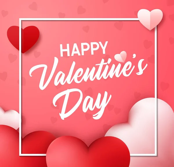 Happy Valentines Day Kaart Met Hartvormige Ballonnen — Stockvector