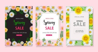 Güzel çiçekli bahar indirimi afişi