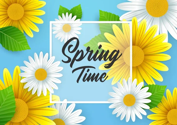 Frühling Hintergrund Mit Schönen Blumen — Stockvektor