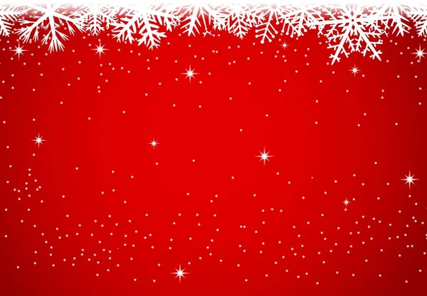 Fond Noël Avec Flocons Neige Sur Fond Rouge — Image vectorielle