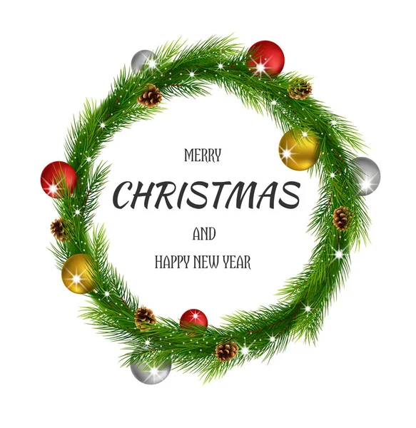 Renkli topları ve çam kozalağı olan Noel çelengi