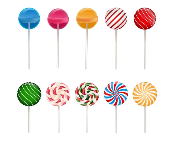 Set Sweet Candies White Background — Stock Vector