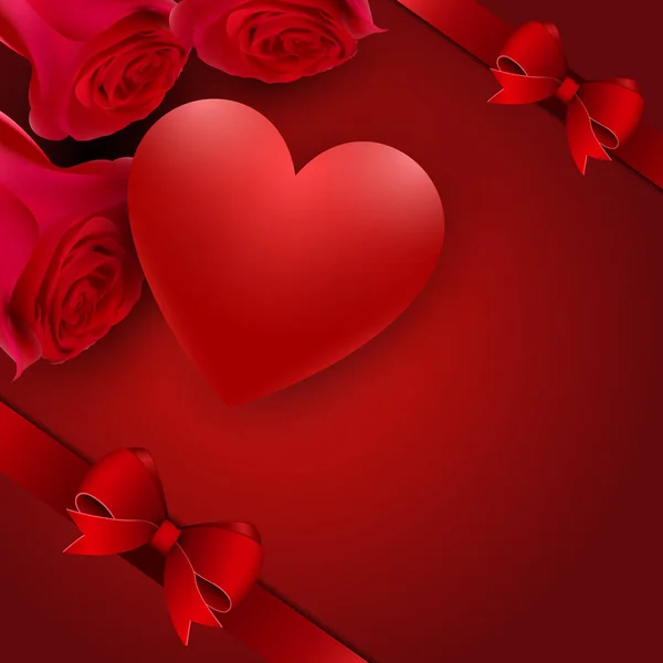 Šťastný Valentýn Romantika Přání Červenými Květy Luk Srdce Royalty Free Stock Vektory