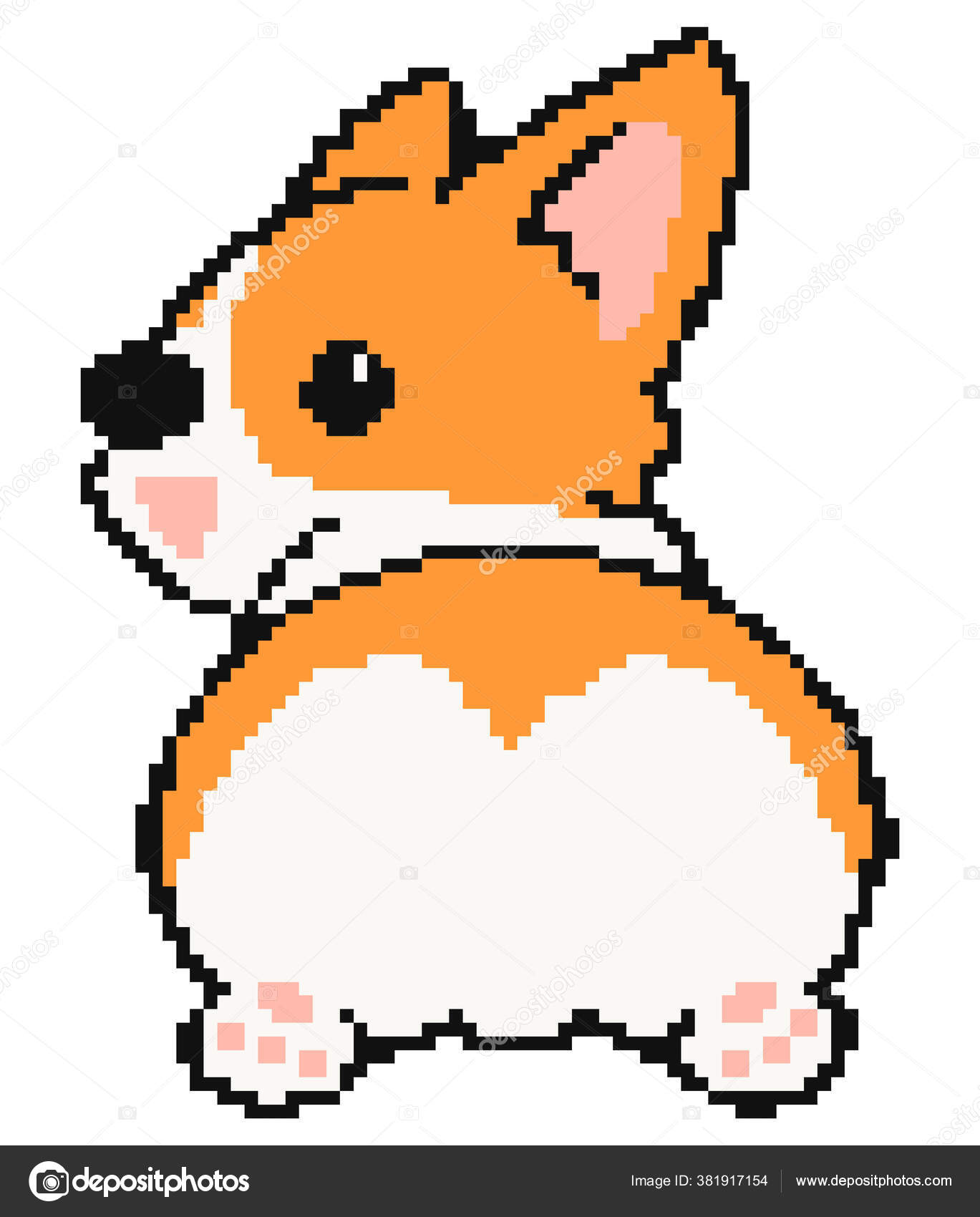 Corgi Pixel Art White Background Stock Vector by ©HoTo 381917154