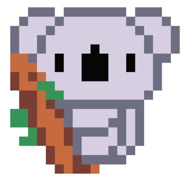 Beyaz arkaplanda Koala piksel sanatı.