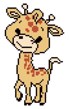 Beyaz arkaplanda zürafa pikseli.