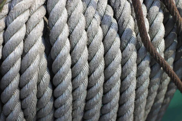 Twisted White Rope Textured Macrophoto — Stock Photo, Image
