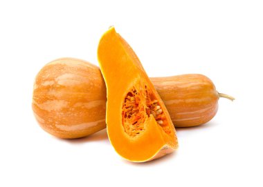 Beyaz arkaplanda turuncu uzun balkabakları 