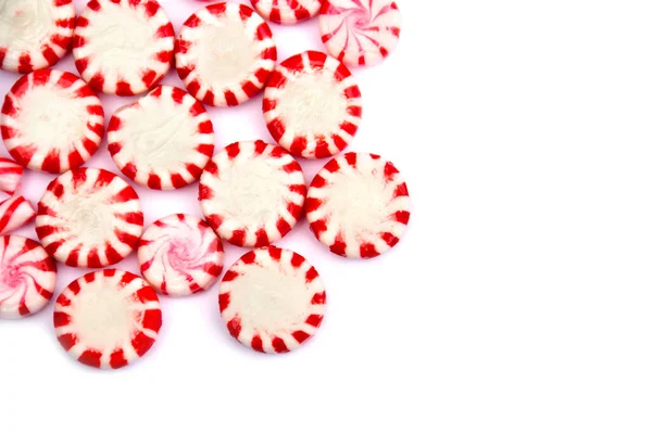 Christmas Red White Candy White Background Space Text — Stock Photo, Image
