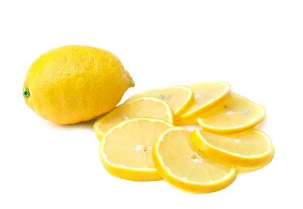 Лимони Вирізані Білому Тлі Пробілом Тексту — стокове фото