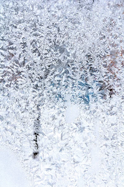 Frosty Blue Pattern Winter Window Background Texture — Stock Photo, Image