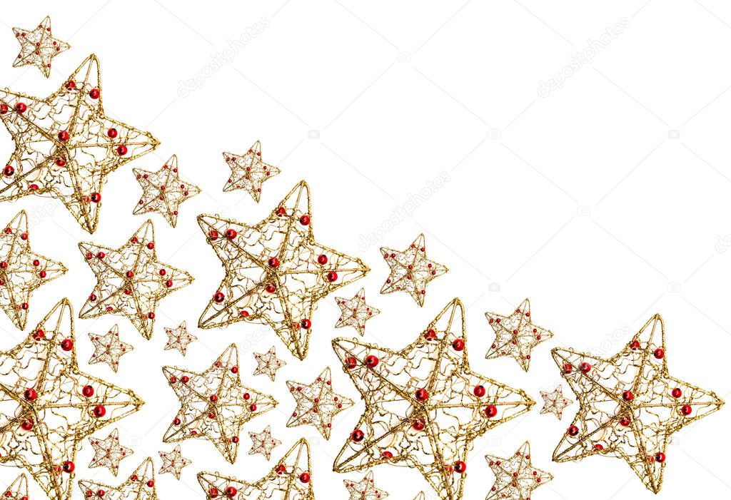 Christmas star decoration isolated on white background with space for text