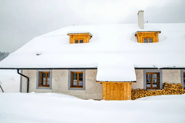 Sumava República Tcheca Casa Solitária Meio País Das Maravilhas Inverno — Fotografia de Stock