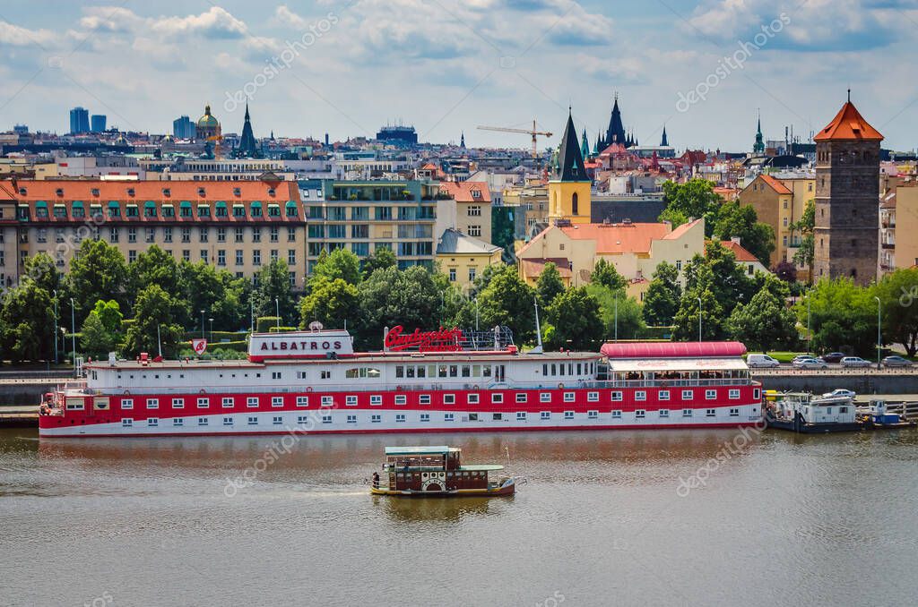 Prague, The Czech Republic: View on the Botel Albatros at Prague