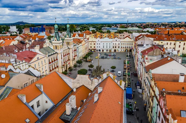 Pardubice República Checa Vista Plaza Pernstein Desde Torre Puerta Verde — Foto de Stock