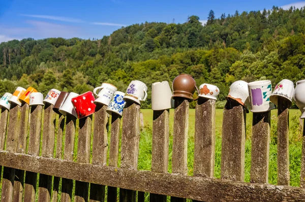 Valla Decorada Con Copas Jardín — Foto de Stock