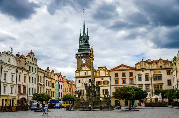 Pardubice República Checa Plaza Pernstein Imagen de stock