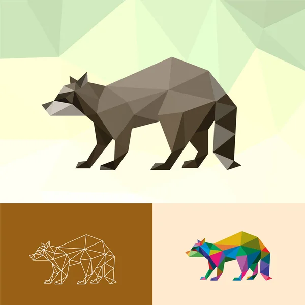 Racoon Zvířata Pet Pop Art Low Poly Line Logo Icon — Stockový vektor