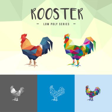 ROOSTER ÇİN ZODIAC HAYVANLARI POP Sanat Hattı Düşük POL logo ikonu sembolü. GÖREVLİ GEOMETİK POLİGON İÇİN