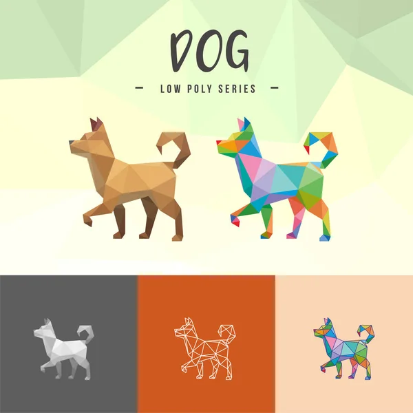 Dog Chinese Zodiac Animals Pop Art Line Low Poly Logo — ストックベクタ