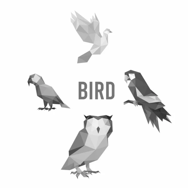 Duif Uil Parrot Bird Diergeneesmiddelen Pet Graysclae Logo Icon Symbol — Stockvector