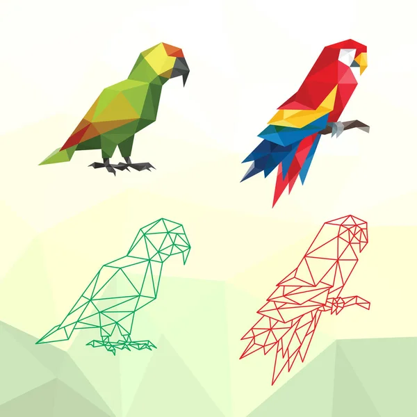 Vogel Tierpet Pop Art Logo Icon Symbol Triangle Geometrische Polygon — Stockvektor
