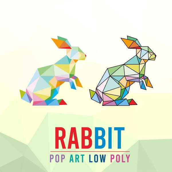 Rabbit Animal Pet Pop Art Baixo Poly Line Logo Ícone — Vetor de Stock