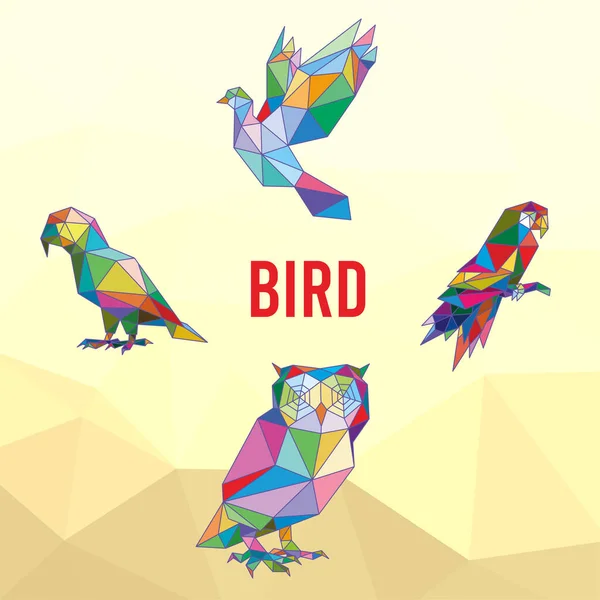 Dove Owl Parrot Bird Animal Pet Pop Art Low Poly — стоковый вектор