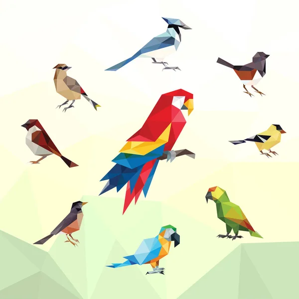 Parrot Bird Animal Pet Low Poly Logo Icon Symbol Триангельный — стоковый вектор