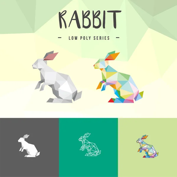 Rabbit Bunny Animals Low Poly Pop Art Line Logo Icon — Stock Vector