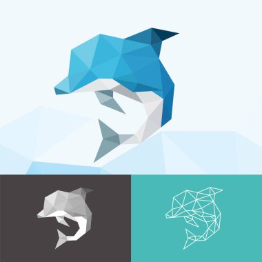 Dulapin Denizi Düşük Kutuplu Logo Simgesi Ayarlandı. ÜÇÜNCÜ GEOMETİK POLİGON