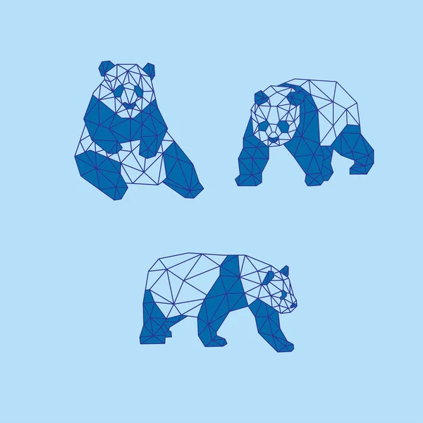 Low Poly Panda Polygonal Triangular Geometric Illustration — Stock Vector