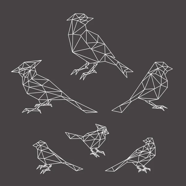 Bird Dieren Laag Poly Logo Icon Symbol Set Driehoeksgeo Metrische — Stockvector