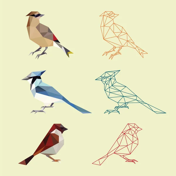 Bird Animals Low Poly Logo Icon Symbol Set Триангельный Геометрический — стоковый вектор