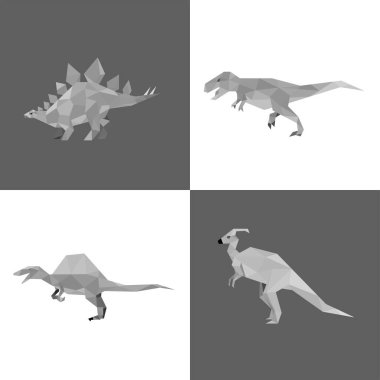 DINOSAur düşük logo simgesi seti. ÜÇÜNCÜ GEOMETİK POLİGON