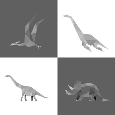 DINOSAur düşük logo simgesi seti. ÜÇÜNCÜ GEOMETİK POLİGON
