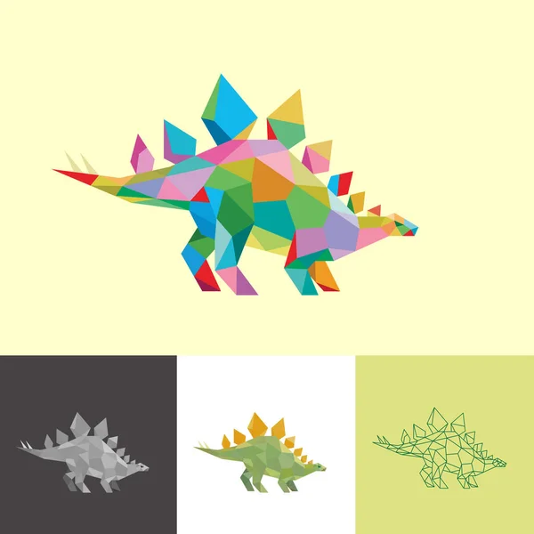 Dinosaur Low Poly Logo Icon Symbol Set Triangle Geometric Polygon — Stockový vektor