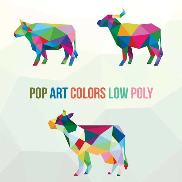 Buffalo Pop Art Cow Low Poly Pop Art Logo Icon — Archivo Imágenes Vectoriales