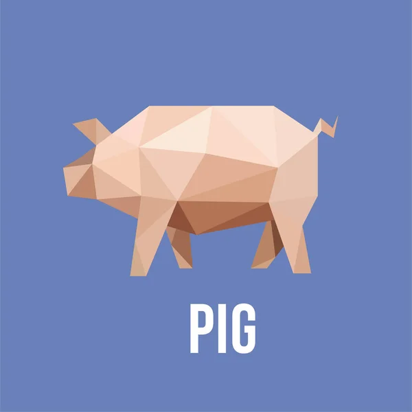Pig Pork Animal Illustrering Med Polygonal Geometric Långpolitisk Style — Stock vektor