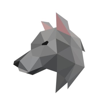 Wolf 'un kafası, POP logo ikonu sembolü. ÜÇÜNCÜ GEOMETİK POLİGON