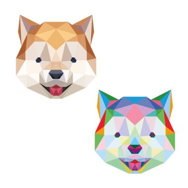 Köpek Yüzlü Patlama Sanatı, Düşük Kutuplu Logo Simgesi. ÜÇÜNCÜ GEOMETİK POLİGON