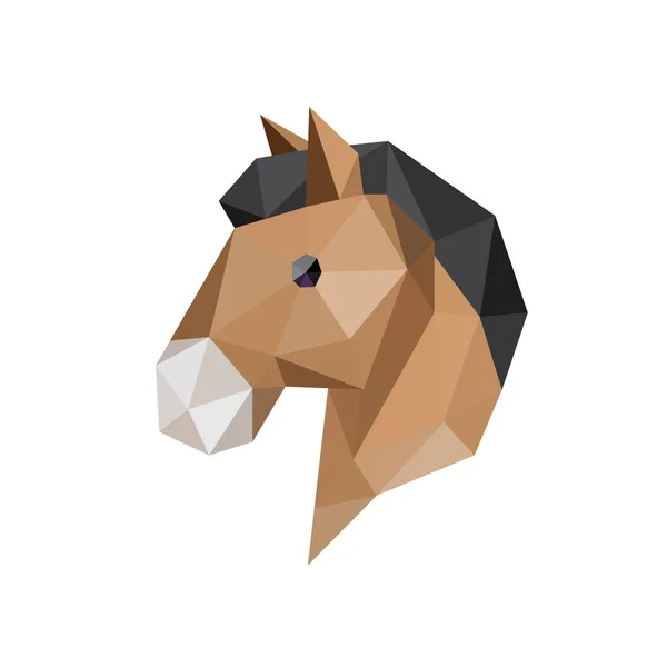Horse Head Bajo Poly Logo Ícono Symbol Polígeno Geométrico Triángulo — Vector de stock