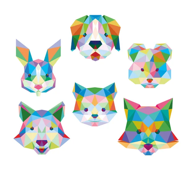 Taglio Viso Animale Pet Pop Art Low Poly Logo Icona — Vettoriale Stock