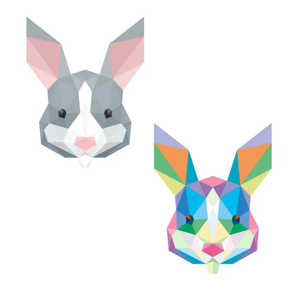 Rabbit Head Face Pop Art Low Poly Logo Icon Symbol — Stock Vector