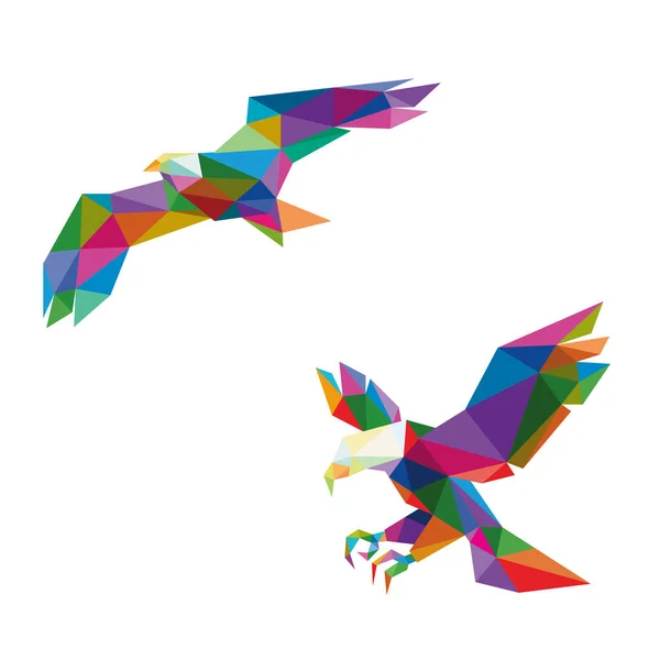 Eagle Low Poly Pop Art Logo Icon Symbol Триангельный Геометрический — стоковый вектор
