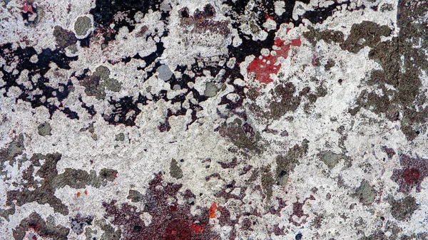 Špinavé Kamenné Stěny Textury Skvrnami Černé Šedé Červené Ošuntělé Barvy — Stock fotografie