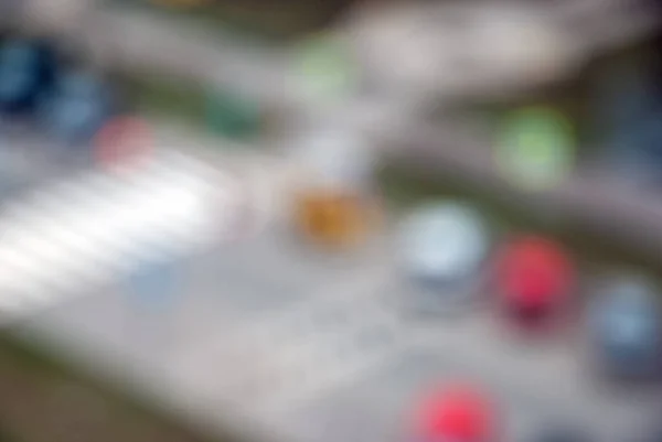 Blurred Street Aerial View Crossroad Parked Cars People — Stock Photo, Image