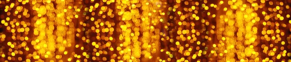 Золотые Гирлянды Огни Широкий Фон Блестящие Желтый Оранжевый Теплый Рождественский — стоковое фото