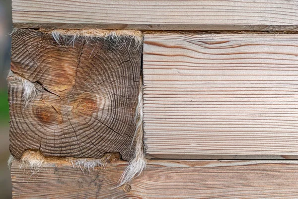 Drewniany Dom Rogu Chinsed Dębu Lub Konopi Naturalnych — Zdjęcie stockowe