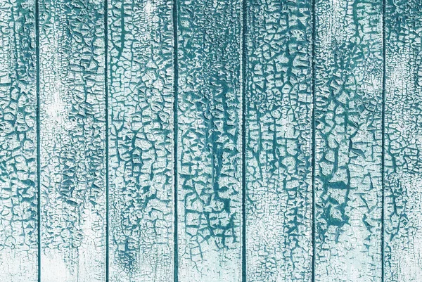 Teksturowane Tło Pękniętej Białej Farby Teal Blue Drewniane Deski — Zdjęcie stockowe